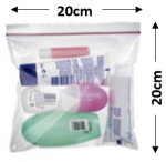 Re-sealable 20cm by 20cm [one volumetric litre] plastic bag
